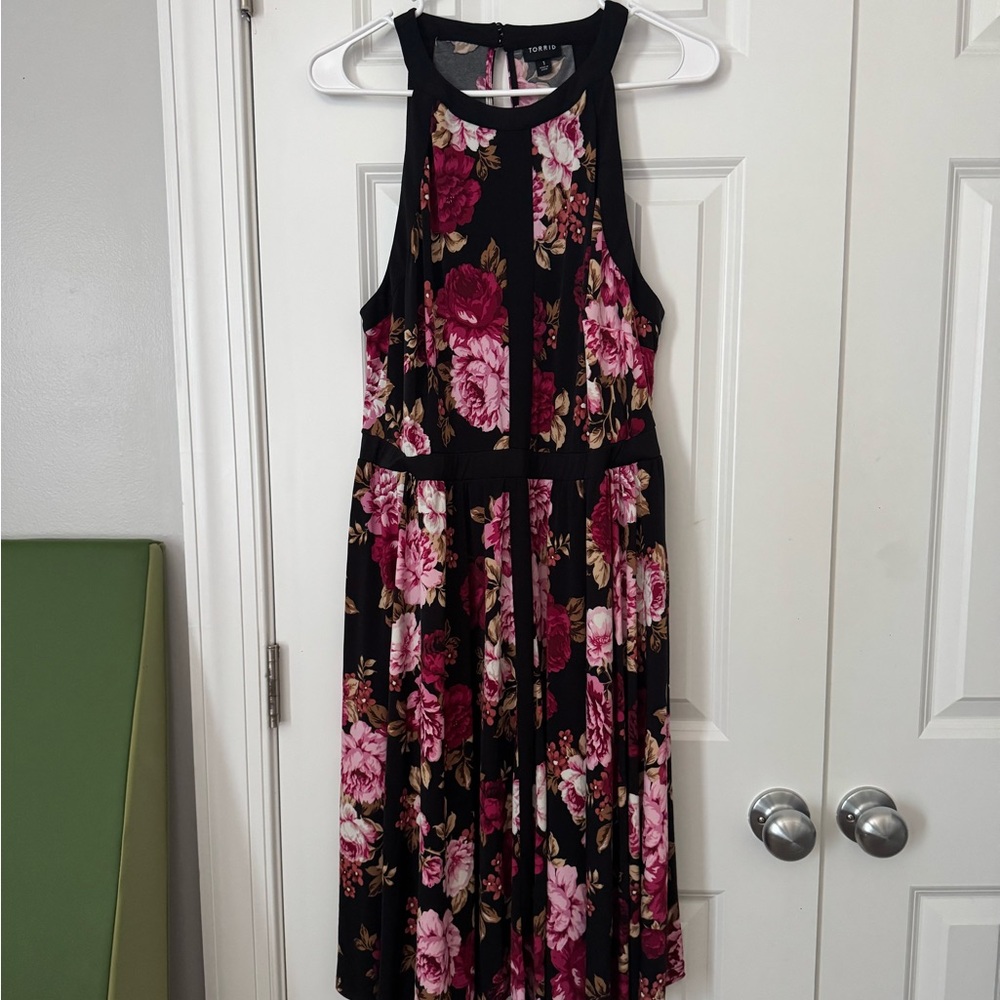 Torrid Black and Pink Floral Dress